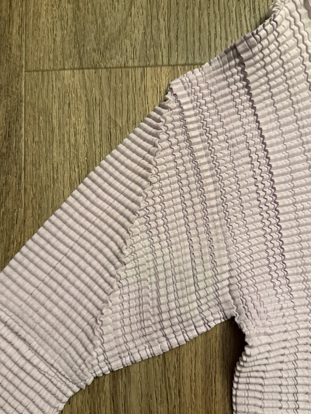 NWT issey Miyake Ruffle V-Neck Long Sleeve Top lavender size 3 - Picture 7 of 7